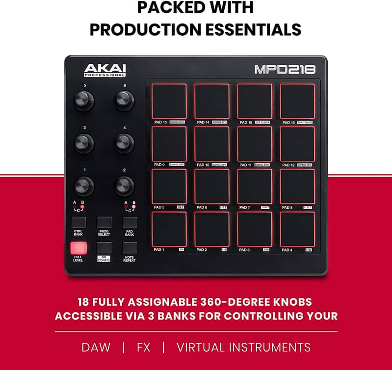 Akai MPD 218 USB MIDI Pad Controller. 5