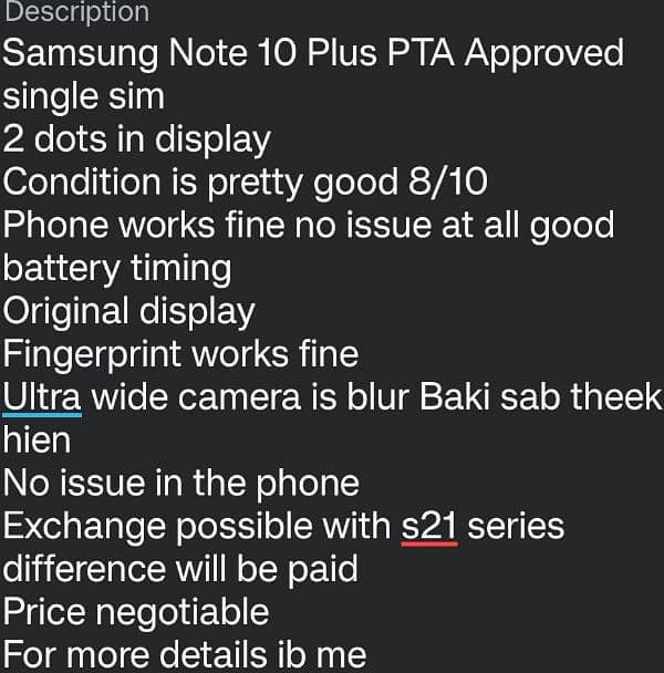 Samsung Note 10 Plus 5G PTA Approved single sim 2