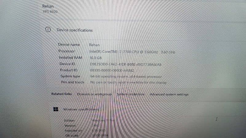 Dell pc xpx 8920 17 7th gen 1