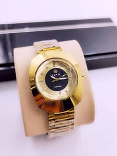 stainless steal golden watch