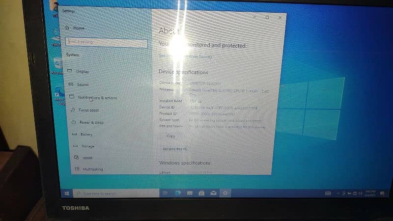 TOSHIBA SATELLITE PRO I5 4TH GEN Screen Size	15.6-in 1