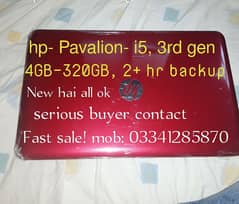 LAPTOP I5 -3rd Gen __ Untouch only Run 3 hrs ___ bulkul new condition