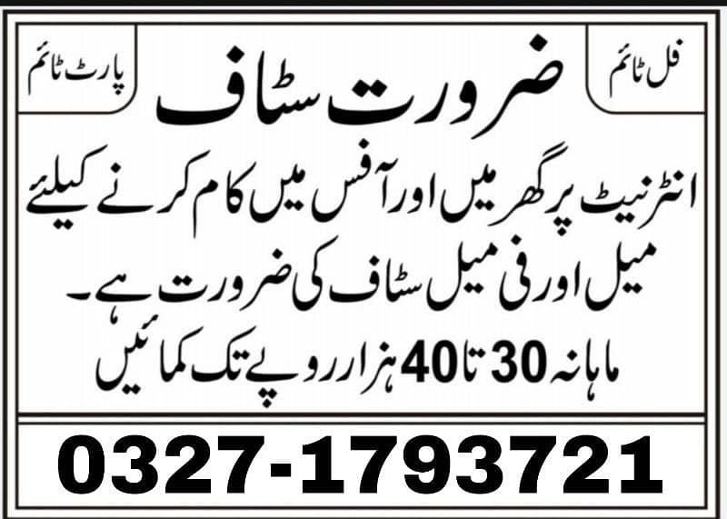 we are hiring male and female staff only skilled person 0