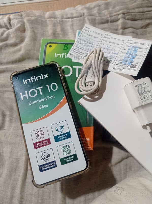 infinix hot10 complete box 03441287604 urgent sale 0