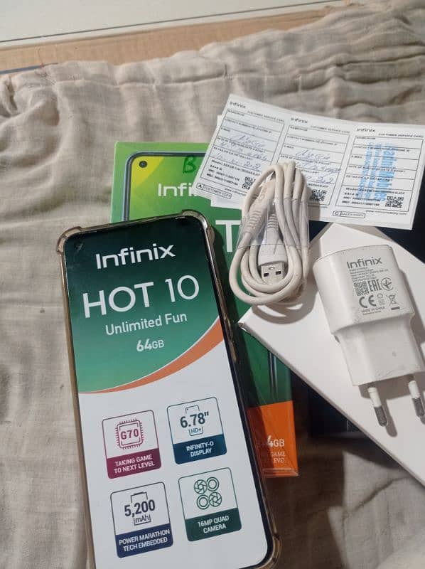 infinix hot10 complete box 03441287604 urgent sale 6