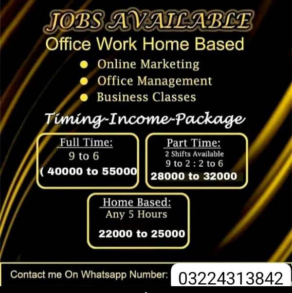 I need some serious people for office work and online work 0