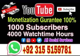 YOUTUBE SUBSCIBERS AND WATCHTIME SERVICES | YOUTUBE MONETIZATION