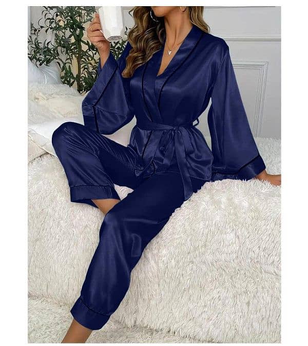 Night Suit l V Neck l Silk l Free Delivery l 0323-4536375 3