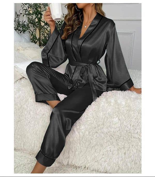 Night Suit l V Neck l Silk l Free Delivery l 0323-4536375 6