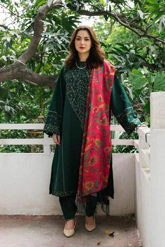 dhanak embrodried  3piece unstitch article 0