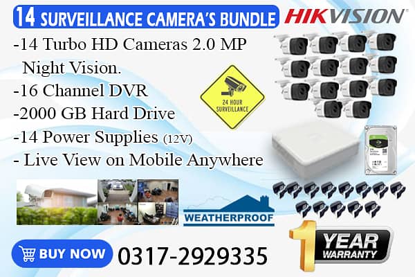 14 CCTV Cameras Bundle Brand HIKVision 0