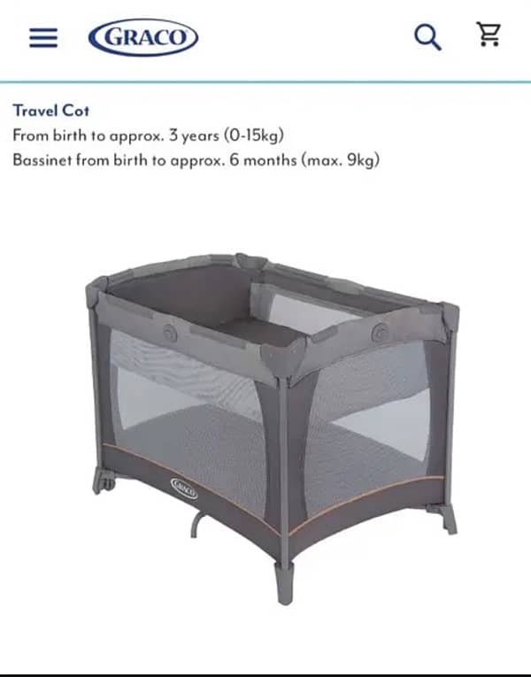 Graco baby Crib Cot + baby Travel Cot 1