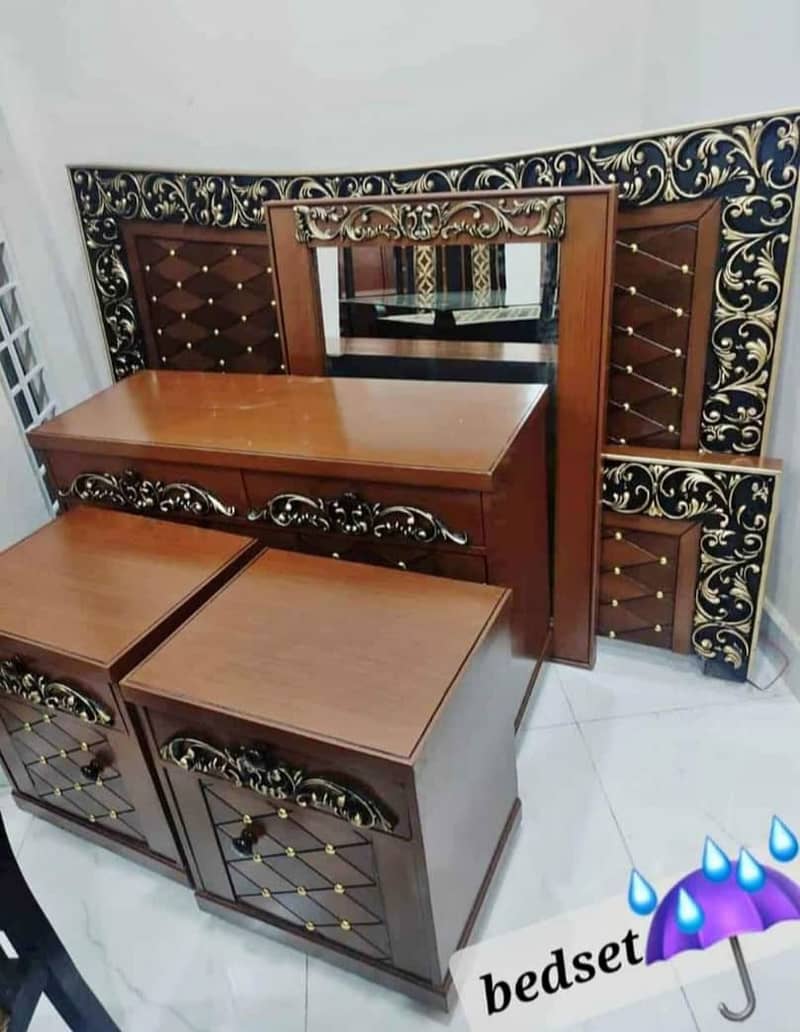 Double bed/king size bed/dressing table/bed set/wooden bed/furniture 1