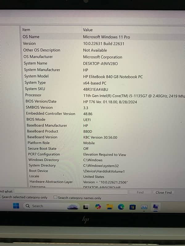 Hp 840 G8 core i5 11 Gen 16GB 256GB 9