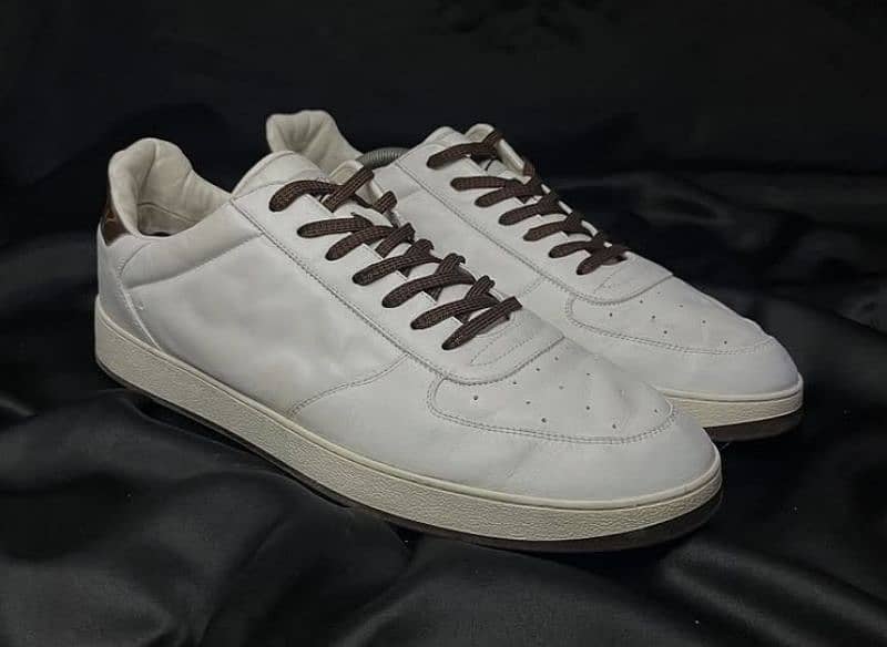 Louis Vuitton monogram white/brown canvas leather sneakers 0