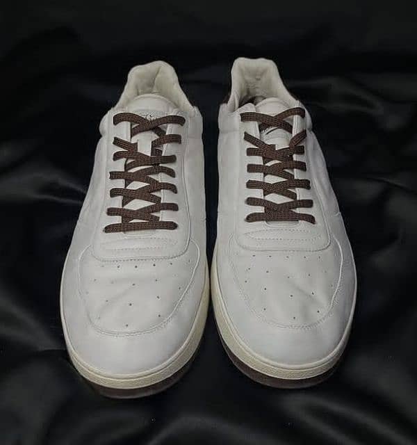 Louis Vuitton monogram white/brown canvas leather sneakers 4