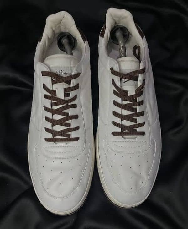 Louis Vuitton monogram white/brown canvas leather sneakers 5