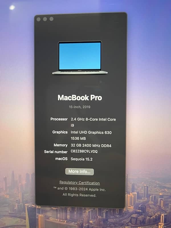 MacBook Pro 2019 Core i9 15 inch 6