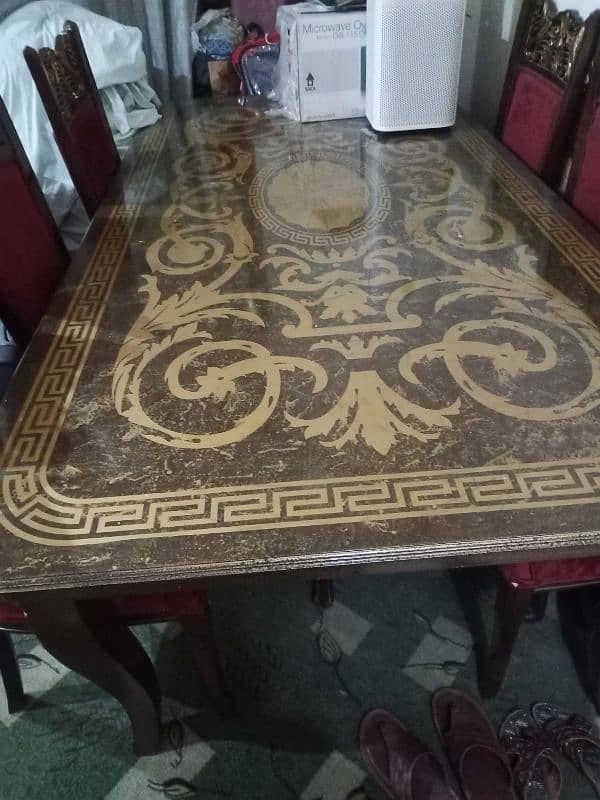 original wood Dining table with chairs 6