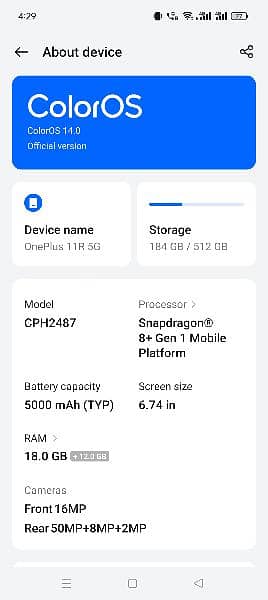 OnePlus 11r 18GBram/512GB storage non pta 1