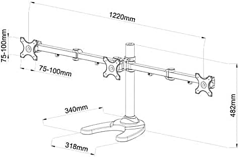 Triple Monitor Stand – Fits 14'' to 30'' Screens | Sturdy & Adjustable 3