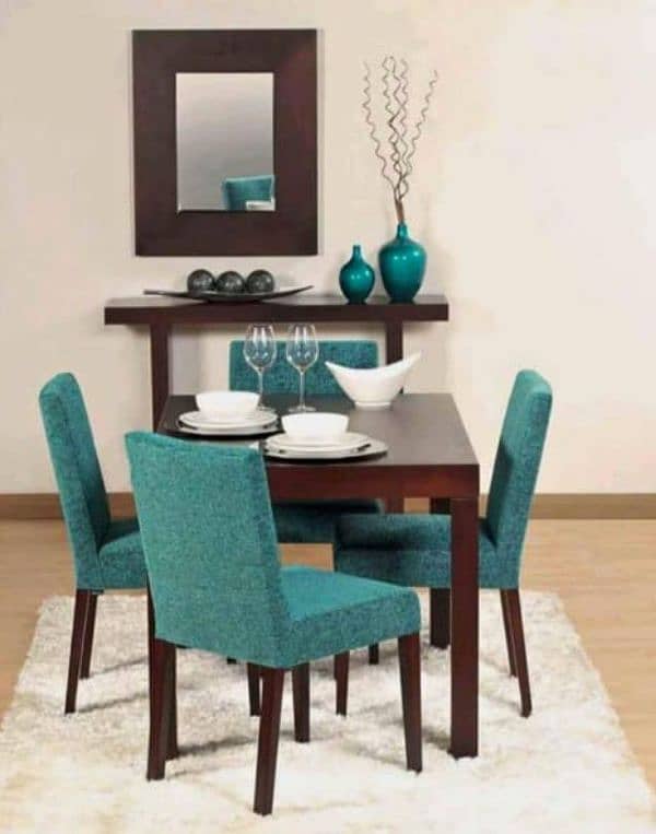 wooden dining table|6chairs dining table|Glass top dining table| 7