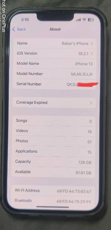 Iphone 13 128 gb jv 94% health blue LLa model 6