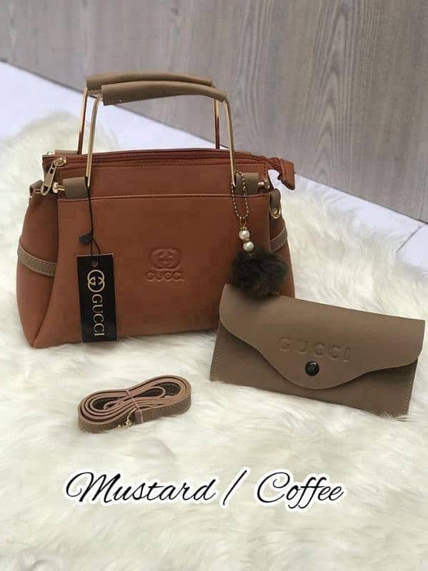 Chic women Faux leather hand bag  . 2pcs 1