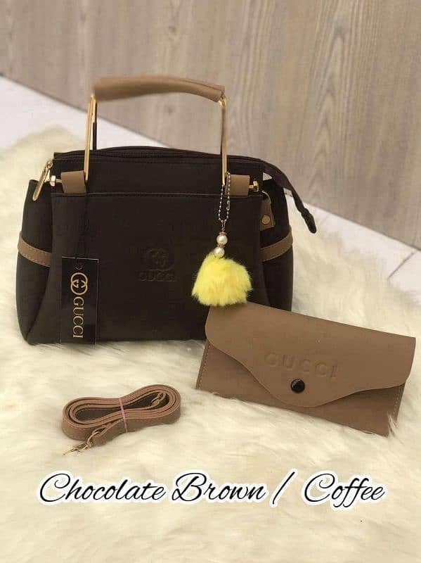 Chic women Faux leather hand bag  . 2pcs 2