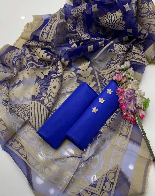 katan silk 3 PCs unstitched suit 6