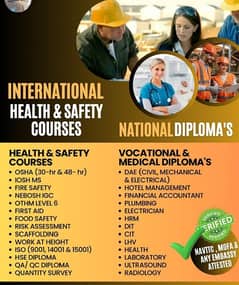 Safety courses and certificates and other certificates are available