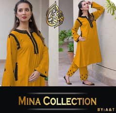 2 pc linen suit / pocket style embroidered 2pc suit / ready to wear