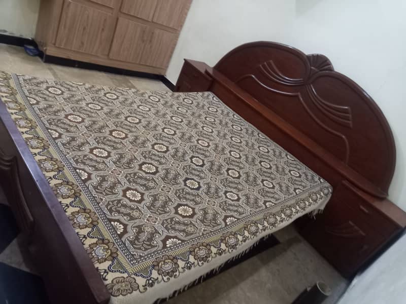 Double bed with side tables. wooden bed like new. 1