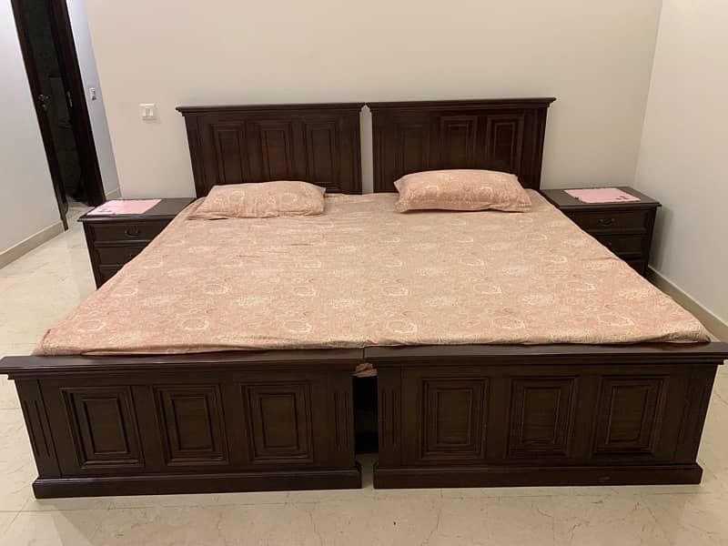 Single Bed Set (x2) with Side Tables (x2) 2