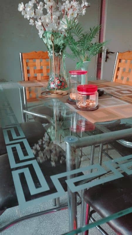 Glass Top Dinning Table with 6 Chairs 2