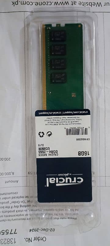 Brand New Crucial 1x16 gb Ram DDR4 , 2666 MHz, UDIMM 0