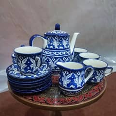 Tea Set Blue pottery Multani Craft