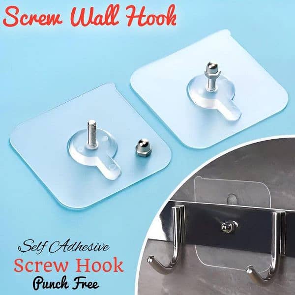 10 Pcs Easy To Install Transparent Wall Mount Hanger Hooks 1