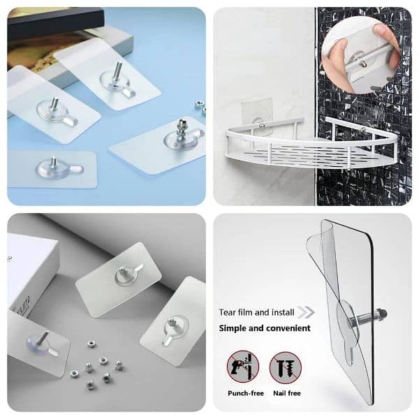 10 Pcs Easy To Install Transparent Wall Mount Hanger Hooks 2