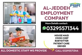 House Maids Baby Sitter Cook Drivers Chef Couple all Domestic staff