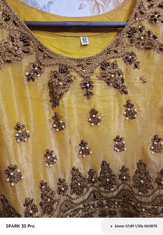 yellow silk frock trouser with dupatta 1