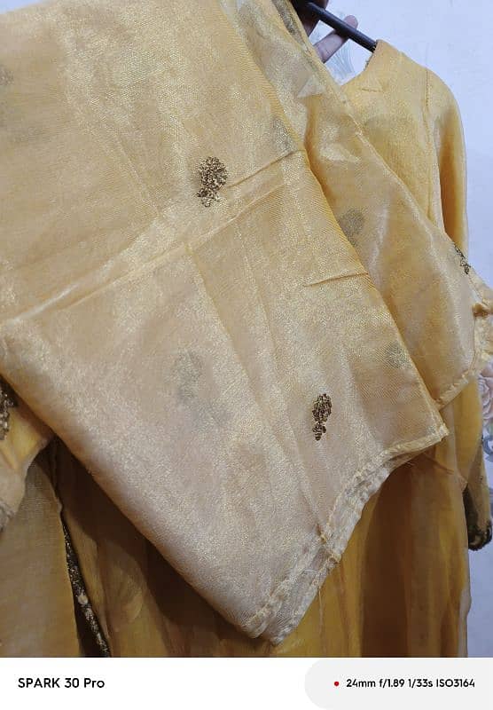 yellow silk frock trouser with dupatta 5