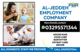 House Maids Baby Sitter Cook Drivers Chef Couple all Domestic staff