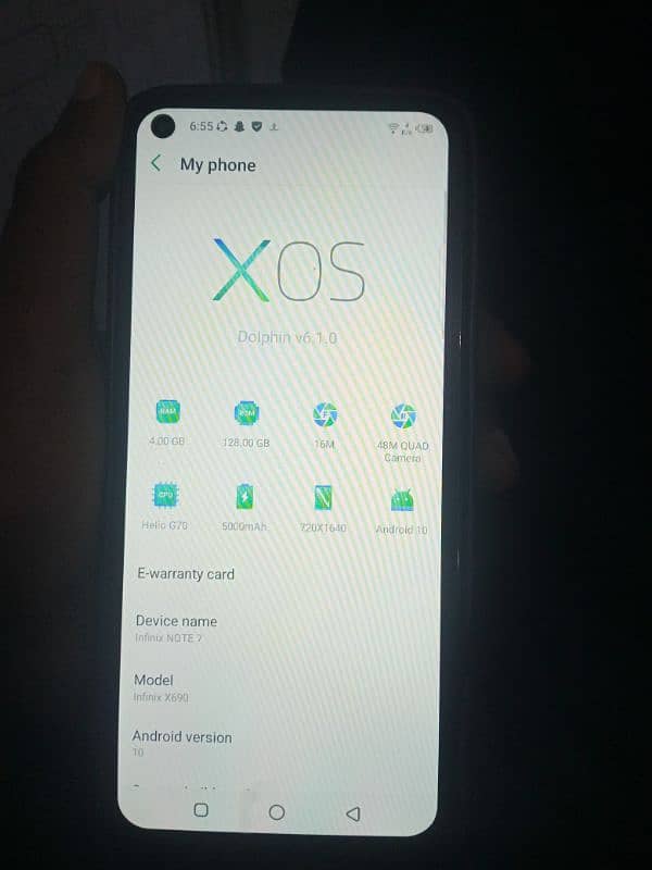 Infinix Note 7.4/128. panel change baki all okay 1 weak cheak warranty 7