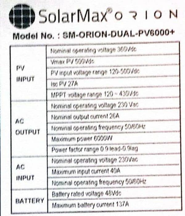 SolarMax Orion PV 6000+ 3