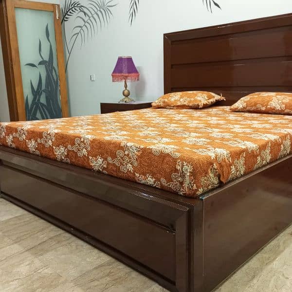 wooden bed with mattress 1