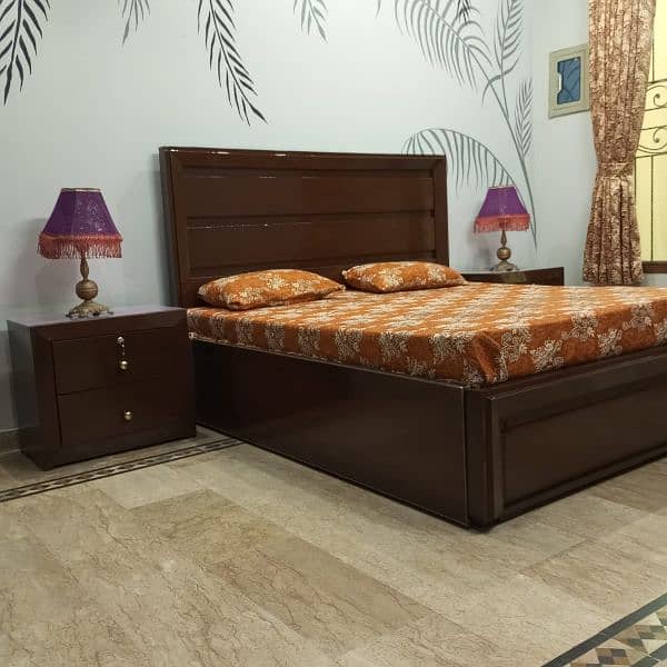 wooden bed with mattress 3