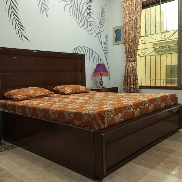 wooden bed with mattress 4