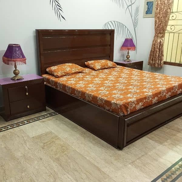 wooden bed with mattress 6