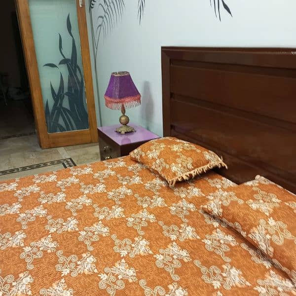 wooden bed with mattress 8